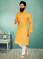 Dhupion Silk Yellow Festival Wear Printed Readymade Kurta Pajama